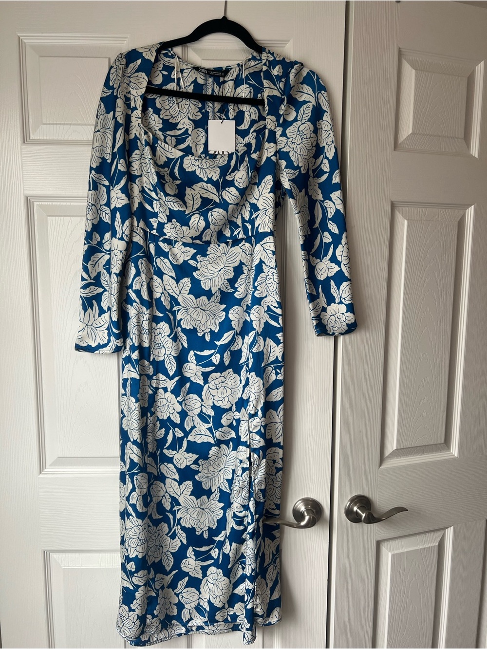 Zara Blue Floral Midi Dress